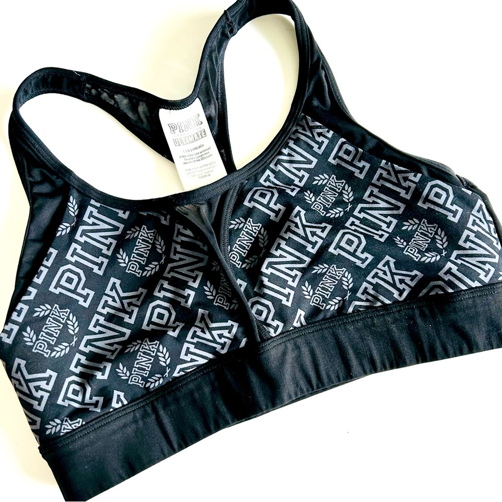 PINK Victoria's Secret Ultimate Black Sports Bra large